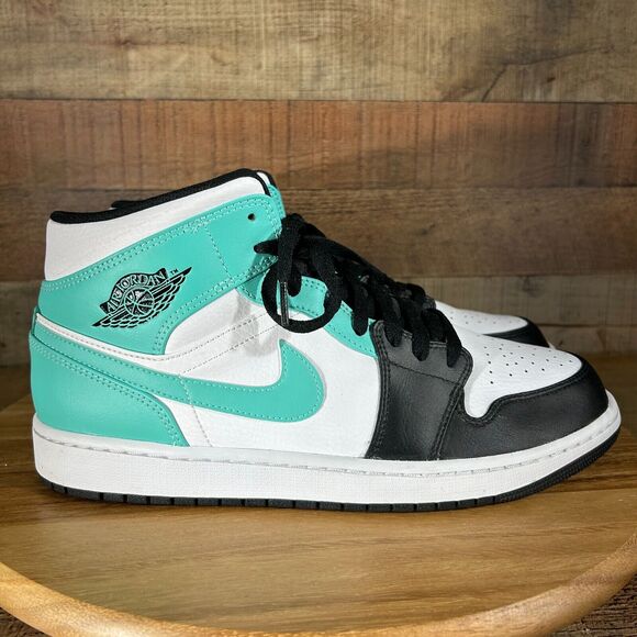 Nike Air Jordan 1 Shoes Mens 12 Green Black White Mid Tropical Twist 554724-132 - Picture 3 of 7